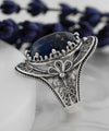 Lapis Lazuli Gemstone Filigree Art Woman Silver Statement Ring