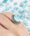 Larimar Gemstone Filigree Art Woman Silver Statement Ring
