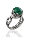 Malachite Gemstone Filigree Art Women Sterling Silver Cocktail Ring