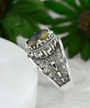 Meander Pattern Filigree Art Alexandrite Gemstone Women Silver Cocktail Ring