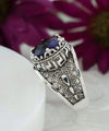 Meander Pattern Filigree Art Amethyst Gemstone Women Silver Cocktail Ring