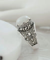 Meander Pattern Filigree Art Moonstone Gemstone Women Silver Cocktail Ring