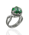 Peridot Gemstone Filigree Art Women Sterling Silver Cocktail Ring