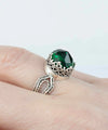 Peridot Gemstone Filigree Art Women Sterling Silver Cocktail Ring