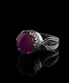 Ruby Corundum Gemstone Filigree Art Women Sterling Silver Cocktail Ring
