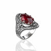 Ruby Quartz Gemstone Filigree Art Woman Silver Statement Ring