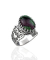 Ruby Zoisite Gemstone Double Heart Detailed Filigree Art 925 Sterling Silver Women Statement Ring