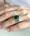 Serpentine Gemstone Filigree Art Double Butterfly Detailed Women Silver Statement Ring
