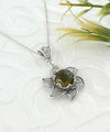 Sterling Silver Filigree Alexandrite Gemstone Blossoming Lotus Flower Pendant Necklace