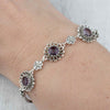 Sterling Silver Filigree Art Amethyst Gemstone Woman Link Bracelet - Filigranist Jewelry