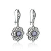 925 Sterling Silver Filigree Art Amethyst Gemstone Sun Figured Dangle Drop Earrings