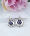 Sterling Silver Filigree Art Amethyst Gemstone Women Drop Earrings