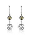 Sterling Silver Filigree Art Apple Shaped Gemstone Women Dangle Earrings - Filigranist Jewelry