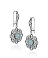 Sterling Silver Filigree Art Aqua Chalcedony Gemstone Dangle Earrings