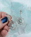 Sterling Silver Filigree Art Aqua Chalcedony Gemstone Dangle Earrings