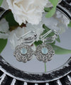 Sterling Silver Filigree Art Aqua Chalcedony Gemstone Dangle Earrings