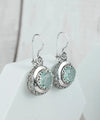 Sterling Silver Filigree Art Aquamarine Gemstone Women Drop Earrings