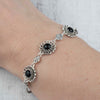 Sterling Silver Filigree Art Black Onyx Gemstone Woman Link Bracelet - Filigranist Jewelry
