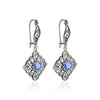 Sterling Silver Filigree Art Blue Quartz Gemstone Dangle Drop Earrings