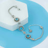 Sterling Silver Filigree Art Blue Topaz Gemstone Woman Link Bracelet - Filigranist Jewelry