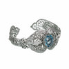 925 Sterling Silver Filigree Art Blue Topaz Gemstone Cuff Bracelet