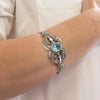925 Sterling Silver Filigree Art Blue Topaz Gemstone Cuff Bracelet
