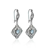 925 Sterling Silver Filigree Art Blue Topaz Gemstone Dangle Drop Earrings