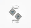 925 Sterling Silver Filigree Art Blue Topaz Gemstone Dangle Drop Earrings
