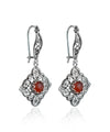 Sterling Silver Filigree Art Carnelian Gemstone Women Dangle Drop Earrings