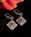 Sterling Silver Filigree Art Carnelian Gemstone Women Dangle Drop Earrings
