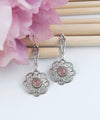 Sterling Silver Filigree Art Cherry Quartz Gemstone Women Dangle Drop Earrings