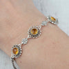 Sterling Silver Filigree Art Citrine Gemstone Woman Link Bracelet - Filigranist Jewelry