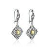 Sterling Silver Filigree Art Citrine Gemstone Women Dangle Earrings