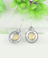 Sterling Silver Filigree Art Citrine Gemstone Women Drop Earrings