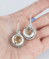 Sterling Silver Filigree Art Citrine Gemstone Women Drop Earrings