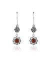 Sterling Silver Filigree Art Gemstone Dangle Women Daisy Earrings