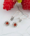 Sterling Silver Filigree Art Gemstone Dangle Women Daisy Earrings
