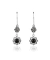 Sterling Silver Filigree Art Gemstone Dangle Women Daisy Earrings