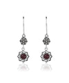 Sterling Silver Filigree Art Gemstone Dangle Women Daisy Earrings