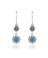 Sterling Silver Filigree Art Gemstone Dangle Women Daisy Earrings