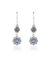 Sterling Silver Filigree Art Gemstone Dangle Women Daisy Earrings
