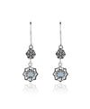 Sterling Silver Filigree Art Gemstone Dangle Women Daisy Earrings