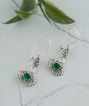 925 Sterling Silver Filigree Art green agate Gemstone Dangle Women Earrings