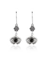 925 Sterling Silver Filigree Art black onyx Gemstone Dangle Women Earrings
