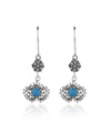 925 Sterling Silver Filigree Art turquoise Gemstone Dangle Women Earrings