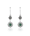 Sterling Silver Filigree Art Gemstone Dangle Women Floral Earrings