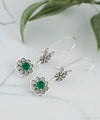 Sterling Silver Filigree Art Gemstone Dangle Women Floral Earrings