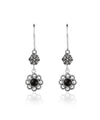 Sterling Silver Filigree Art Gemstone Dangle Women Floral Earrings