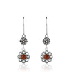 Sterling Silver Filigree Art Gemstone Dangle Women Floral Earrings