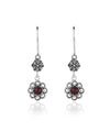 Sterling Silver Filigree Art Gemstone Dangle Women Floral Earrings